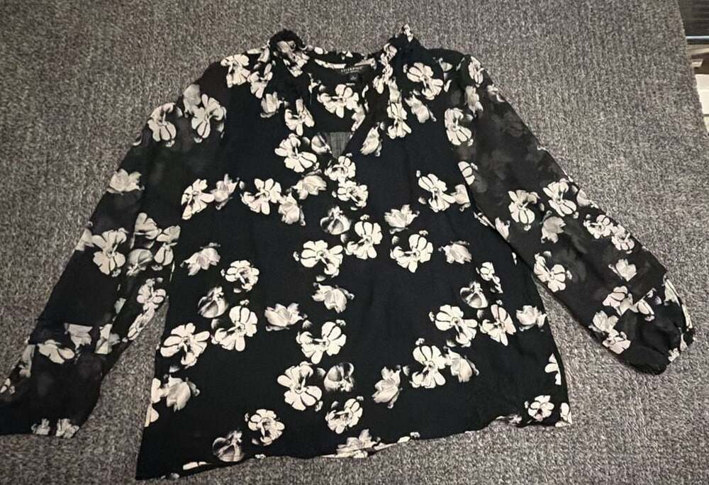 Liverpool Los Angeles Women's Long Sleeve Woven Blouse Black Floral